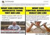 The Pholosopher Feb 20 at 19:00 LIKE PAGE It takes a special kind of ignorance to think that harming innocent gun owners and destroying private property somehow magically stops the independent actions of criminals. SMH... WHAT GUN CONTROL ADVOCATES WHAT GUN CONTROL ADVOCATES THINK THEY ARE LIKE Man saws AR-15 in half to support gun REALLY ARE LIKE Concerned with the recent rapes on campus he had no part in, Timmy decides to cut off his own penis to virtue signal his stand to end "r--- culture" control Facebook/Scott Dani Pa ORIDA SCHOOL MASSACRE ILL CONGRESS ACT ON GUN CONTROL? TAMPA THE PHOLOSOPHER