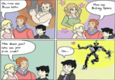 Oh, mine was Bruce Wills Mine was Britney Spears しワ How about you? Who was your first crush? Um
