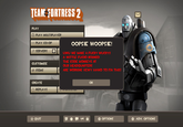 TEAM FORTRESS 2 PLAY PLAY MULTIPLAYER PLAY CO-OPOOPSIE WOOPSIE! SERVERS+ UWU WE MAKE A FUCKY WUCKY!! A WITTLE FUCKO BOINGO! THE CODE MONKE YS A OUR HEADQUARTERS ARE WORKING VEWY HAWD TO FIX THIS! CUSTOMIZE ITEMS CREATE OK REPLAYS QUIT OPTIONS ADV. OPTIONS