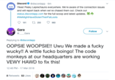 Discord@discordapp-6m YIkes! Pesky Leprechauns everywhere. We're aware of the connection issues and will report back when we've chased them out. Check out status.discordapp.com for the full scoop and latest updates. #WeMightHaveStolenTheirFatLoots 191 250 980 Gara @ Gara Follow Replying to @discordapp OOPSIE WOOPSIE!! Uwu We made a fucky wucky!! A wittle fucko boingo! The code monkeys at our headquarters are working VEWY HAWD to fix this! 12:48 PM-17 Mar 2018 ●圔。@ ⑩ 0 8 Retweets 53 Likes