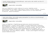 wait what about transboys. are you ok with us bc if so im following agender-totodile All we fighters care about is your ability and willingness to fight. We don't care if your trans. That's the truth. Train and fight! Welcome to the Martial Culture. WarriorMale are you like, ok with gay people? is this a troll blog? what is happening agender-totodile I am a fighter. Fighting produces and nurtures Manliness. I train and I fight. In the Martial Culture, the fighter culture, it doesn't matter if you're sexually attracted to Men, to Women or even both. All we care about is your ability and willingness to fight. So, it doesn't matter if you're "gay". This is definitely NOT a troll blog. It's the REAL DEAL. Train and fight! Always seek Manliness!