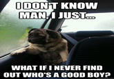 DON'T KNOW MAN 1 JUST WHAT IFI NEVER FIND OUT WHO'S A GOOD BOY? quickmeme.com