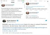 AT&T LTE t 48 PM Ql 100%.lb* Tweet Kurt Eichenwald o Kurt Eichenwald Replying to @Gotti525 @KyleKashuv and Its amazing so many conservatives are incapable of presenting a response to the Parland survivors that isn't an insult or a misrepresentation of Suprme Court precedent on the meaning of the 2nd Amendment. (And Im being See? You went for a little while and @kurteichenwald Replying to @kyleKashuv Kyle.. you continue to Kyle Kashuv @KyleKashuv MSNBC and @kurteichenwald feels it's okay to attack Parkland survivors. As we know, that calls for a boycott! @smiledirectclub@jeep@proactiv@officedepot@cadillac@triva go@sleepnumber@omahasteaks 3,369 2,440 people are talking about this