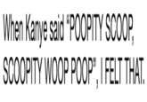When Kanye said "POOPITY SCOOP SCOOPITY WOOP POOP"", | FELT THAT. 13