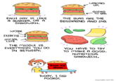 Beat my meat WAKING GOING TO BED. EACH DAY IS LIKE A BURGER, OR A SANDWICH. THE BUNS ARE THE BEGINNING AND END WORK EXERCISE SOCIAL LIFE THE MIDDLE IS EVERYTHING YOU DO IN BETWEEN. YOU HAVE TO TRY TO MAKE A GOOD, NUTRITIOUS SANDWICH. Beat my Meat,' TODAY, I DID POORLY. OWLTURD.com