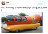 Phil @CelticWombat Follow Mitt Romney's new campaign bus just pulled in Dstar Ma