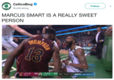 CelticsBlog @celticsblog Follow MARCUS SMART IS A REALLY SWEET PERSON NA FINALS 4CLE 69n2B0S 66 2BOS 66 3rd 5:14 24 ESrin BOS LEADs 1-0