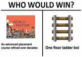 WHO WOULD WIN? WORLD HisSTORY An advanced placement course refined over decadesOne floor ladder boi