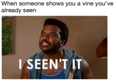 When someone shows you a vine you've already seen I SEEN'T IT