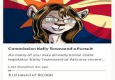 Commission Kelly Townsend a Fursuit As many of you may already know, state legislator Kelly Townsend of Arizona recent. Last donation 4w ago .. $10 raised of $6,000