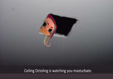 Ceiling Octoling is watching you masturbate