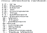 mcu directors ranked 17- It's 16- Reallyy 15- Hard 14- To 13- Compare 12- The 11- Different 10- Directors 9- With 8- Their 7- Different 6-And 5- Unique 4- Styles 3- And 2- Techniques 1- Taika Waititi