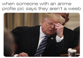 when someone with an anime profile pic says they aren't a weeb