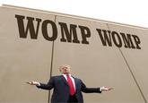 Picture uploaded to "Reddit":/memes/sites/reddit under the subreddit "r/The_Donald":/memes/sites/rthe_donald of "Donald Trump":/memes/people/donald-trump standing and gesturing with both arms in front of a test segment for "the wall":/memes/donald-trumps-wall he intends to build, with the words WOMP WOMP "photoshopped":/memes/sites/photoshop onto the structure.