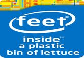 feet inside a plastiC bin of lettuce TM