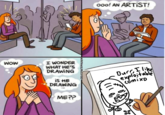 0001 AN ARTIST! I WONDER WHAT HE'S DRAWİNG Wow DurIl 01 exfxD iSHE DRAWİNG %) como ME??
