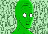 Green wojak enjoying his sweet economic gains.