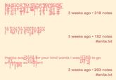 3 weeks ago 319 notes 3 weeks ago 182 notes #anita.txt thanks everyon for your kind words i wasntola to go ariwbere so7hayent 3 weeks ago . 203 notes #anita.txt