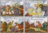 Meme from "eBaum's World":/memes/sites/ebaums-world of a 4-panel "jesus":/memes/people/jesus meme with the Stop Hammer Time motif 