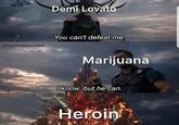 Demi Lovato You can't defeat me @homiesexualitee Marijuana 0know, but he can. Heroin