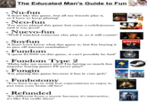 The Educated Man's Guide to Fun Y) Nu-fun LEAGUE EGEN "I don't like this game, but all my friends play it, so I have to keep playing" TEM Neo-fun "I've never played this game but some e-celeb/journo said it was good" 闷 Nuevo-fun "Well I watched someone else play it, so it still counts" Soyfun woltenstei "I don't even know what this game is, but I'm buying it to piss off internet manbabies" Fundonm "I spent $15000 on this game, it can't possibly be bad" STAR CITIZEN Haha take my money now! I'm having so much fun impulse buying games I'll never play!" Fungin "Im playing this game because it has le cute girls" Funbotomy "You have to go in with low expectations to enjoy it just turn your brain off bro' DELIS ES Refunded "It's different from a movie because it's interactive, it's like I'm really there"