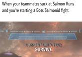 When your teammates suck at Salmon Runs and you're starting a Boss Salmonid fight