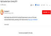 High Guardian Spice | Coming 2019 67,094 views LIKE DISLIKE -SHARE-+ ... Crunchyroll Published on Aug 22, 2018 SUBSCRIBE 307K High Guardian Spice will be the first Crunchyroll Original series to come out of the newly announced Ellation Studios, premiering in 2019. Read more here: https://got.cr/HGSReveal SHOW MORE Comments are disabled for this video.