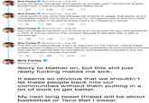 Bris Farley@lanKarmel - Aug 28 Louis CK being "banished" from stand-up comedy wasn't some kind of petty punishment, it was a f------ workplace safety issue Bris Farley@lanKarmel - Aug 28 l think some of you think that because we're alone on stage, that stand-up is a completely solitary line of work, but it's not. You spend tons of time with other comedians, often in situations where there's an imbalance in power Bris Farley@lanKarmel - Aug 28 Can you imagine the bank you're working at hiring back the guy who jacked off in front of women without their consent because it had been like, a year or something? Bris Farley@lanKarmel - Aug 28 This s--- isn't hypothetical. It isn't an argument on the internet. Letting these creeps go with a slap on the wrist has wide reverberations and creates a climate that just isn't f------ safe for comedians, and especially comedians who are women but also comedy club staff Bris Farley @lanKarmel Sorry to blather on, but this s--- just reallv f------ makes me sick It seems so obvious that we shouldn't let these people back into our communities without them putting in a lot of work to get better. My next long tweet thread will be about basketball or Taco Bell I swear.
