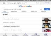 It's still here 囚回佥 Lil 28%: 2:11 AM a www.google.com MORE Google who created kirby ALL IMAGES NEWS VIDEOS MAPS KIRBY Designers Masahiro Sakurai Satoru lwata Shigeru Miyamoto Shinichi Shimomura 2 Back Forward Home Bookmarks Tabs