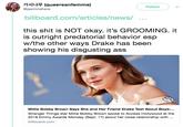 가시나무 (quee reanfemme) Follow @jasminshere billboard.com/articles/news/... this s--- is NOT okay. it's GROOMING. it is outright predatorial behavior esp w/the other ways Drake has been showing his disgusting ass Millie Bobby Brown Says She and Her Friend Drake Text About Boys.... Stranger Things star Millie Bobby Brown spoke to Access Hollywood at the 2018 Emmy Awards Monday (Sept. 17) about her close relationship with billboard.com