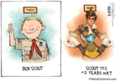 THEN 2 SCOUT TF2 2 YEARS HRT BOY SCOUT PoliticalCartoons.com