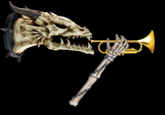 skeleton brass instrument weapon wind instrument