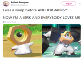 Robot Rumpus I was a wimp before ANCHOR ARMSTM NOW I'M A JERK AND EVERYBODY LOVES ME Seguir @CombotronRobot Traducir Tweet