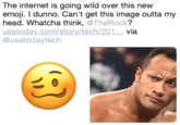 The internet is going wild over this new emoji. I dunno. Can't get this image outta my head. Whatcha think, @TheRock? usatoday.com/story/tech/201.via @usatodaytech