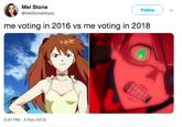 Mel Stone @MelStoneMusic Follow me voting in 2016 vs me voting in 2018 5:47 PM 5 Nov 2018