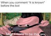 When you comment "it is known" before the bot 05 Man it hurts to be this gay