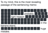 To my mind, this is the most revealing passage of the sentencing memo: probably light treason in the banana stand. huge mistake.