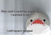 they said I could be anything I wanted to be I still haven't decided