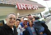 Fan Selfies outside In N Out Burger Group "selfie":/memes/selfie taken outside an in-N-out burger, presumably in southern California, which was used in a list of cool pics for a list on "ebaum's":/memes/sites/ebaums-world and the energy in the photo makes it useful for that purpose.