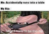 Me: Accidentally runs into a table My Hip: Man it hurts to be this hip