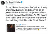 The Church Of Satan @ChurchofSatan To us, Satan is a symbol of pride, liberty and individualism, and it serves as an external metaphorical projection of our highest personal potential. As Mr. Bale's own talent and skill won him the award, this is fitting. Hail Christian! Hail Satan! Variety@Variety Christian Bale wins for playing D--- Cheney in #Vice: "Thank you to Satan for giving me inspiration for playing this role" bit.ly/2AuyRy7 #GoldenGlobese