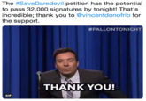 The #SaveDaredevil petition has the potential to pass 32,000 signatures by tonight! That's incredible; thank you to @vincentdonofrio for the support. #FALLONTONIGHT THANK YOU! GIF