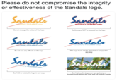Please do not compromise the integrity or effectiveness of the Sandals logo. xury Includedod Do not change the colour of the logo Outlines are NOT to be used on the logo xury Included Luxury Included hoid Do not use any effects on the logo The logo muse not be distorted or cropped in any way axury Includedholday Don't tilt or rotate the logo in any way Don't placo the logo aver any pattorns or backgrounds where the logo will not be fully visible