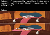 Every f------ time Mom:*casually walks into my room while an Ecchi scene is playing* Me: