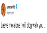 iamcardib @iamcardib Leave me alone l will dog walk you