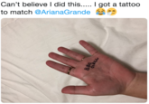 Can't believe I did this..... I got a tattoo to match @ArianaGrande