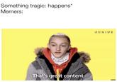 Something tragic: happens* Memers: CENIUS That's great content