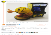 PAC-MAN Official@officialpacman 2h Happy Friday! Who's ready for some gaming? UP HIGH SCORE 130 PAC-MANT &OBANDAI NAMCO Entertainment Inc. Bandai Namco US Follow tntertamenaBandaiNamcoUS Replying to @officialpacman Oh snap! It's PAC-MAN! Hey PAC-MAN what's 1:38 PM- 8 Feb 2019 314 Retweets 692 Likes 37 314 692