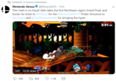 1Nintendo of America Retweeted Nintendo Versus@NintendoVS-12m This Yoshi is no fraud! Seth takes the first Northeast region Grand Final, and books his ticket to #PAXEast for the #NintendoNAO 19 Finals! Shoutout to @coneyzz and @ThePhenomenalEE for bringing the hype! PER 2:51.9 79 7% 0:41 142K views NORTH EAST REGION