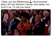 "Yeah, girl the #Grammys-done booked @JLo for this Motown tribute, she better not f--- it up. I'll call you back."